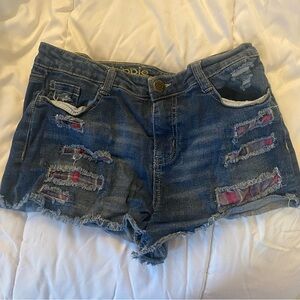 Blue Distressed Denim mini Shorts